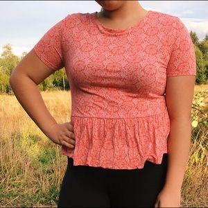 Coral Peplum Shirt